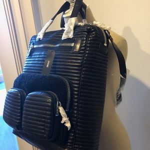 DKNY BLACK LEATHER "RUNWAY QUILTED" BAG (XL) NWT